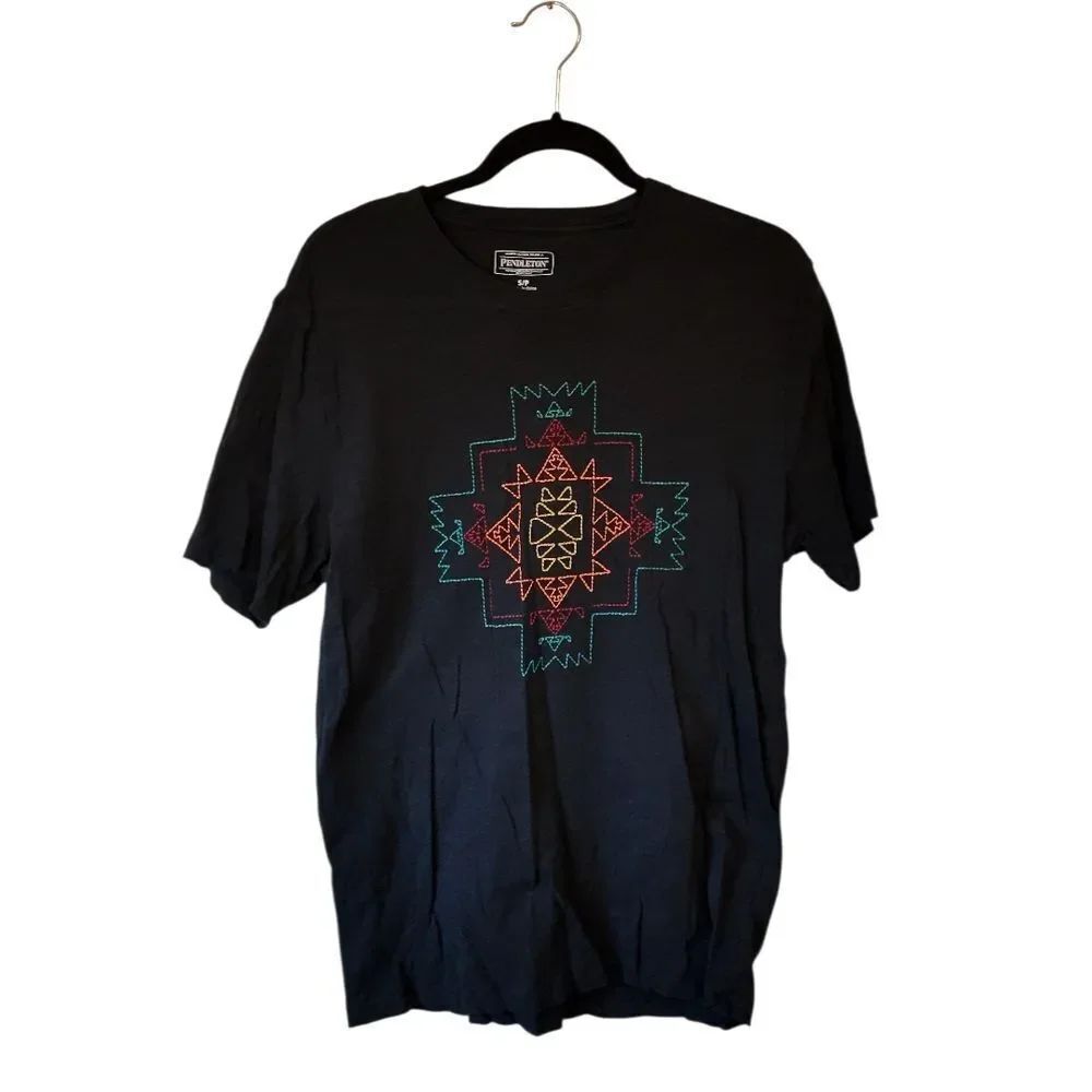 Pendleton Black Tee with Embroidered Design Size S